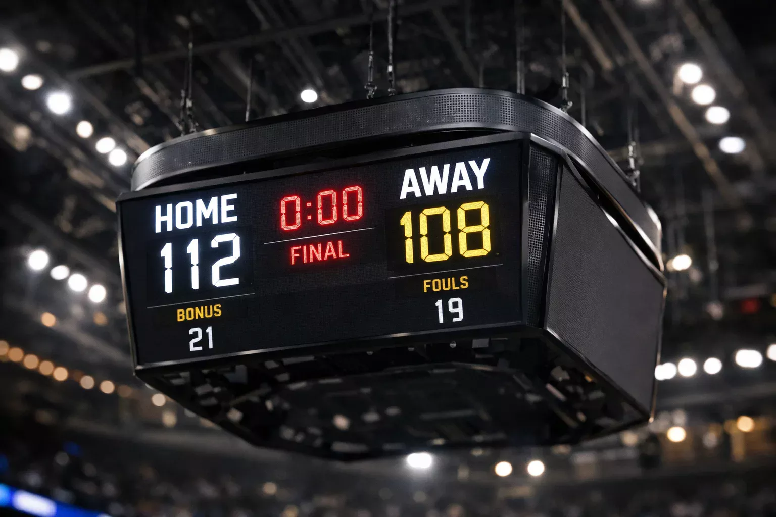 Marcador de partido NBA mostrando equipos y resultado final