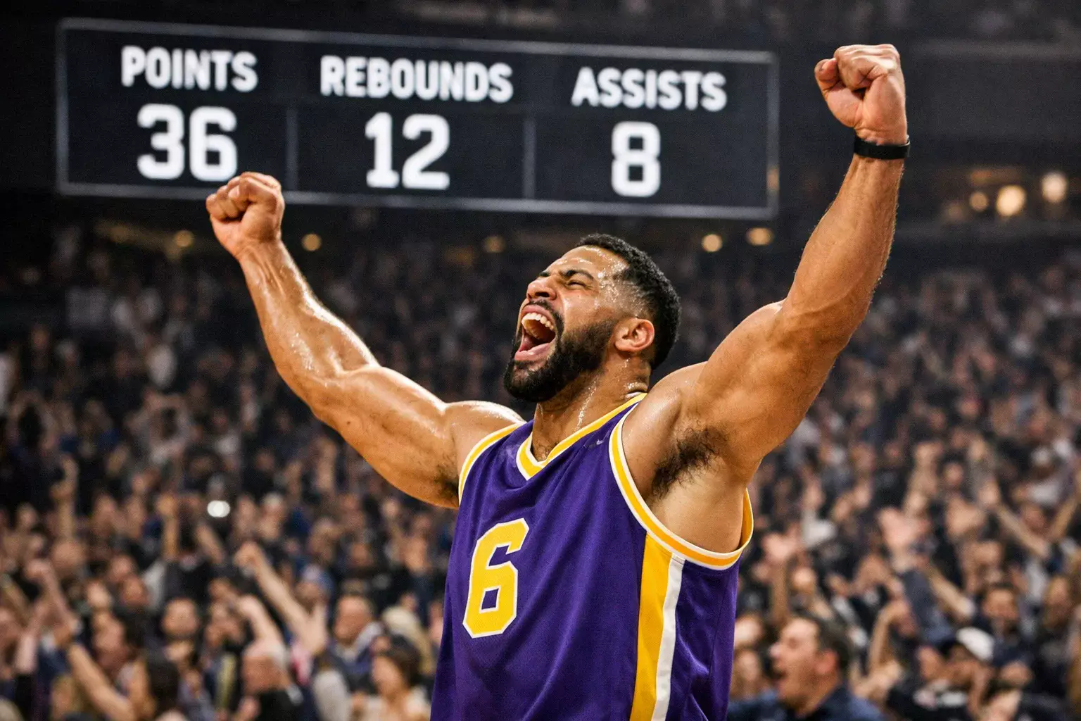 Estrella de la NBA anotando puntos con estadísticas individuales destacadas